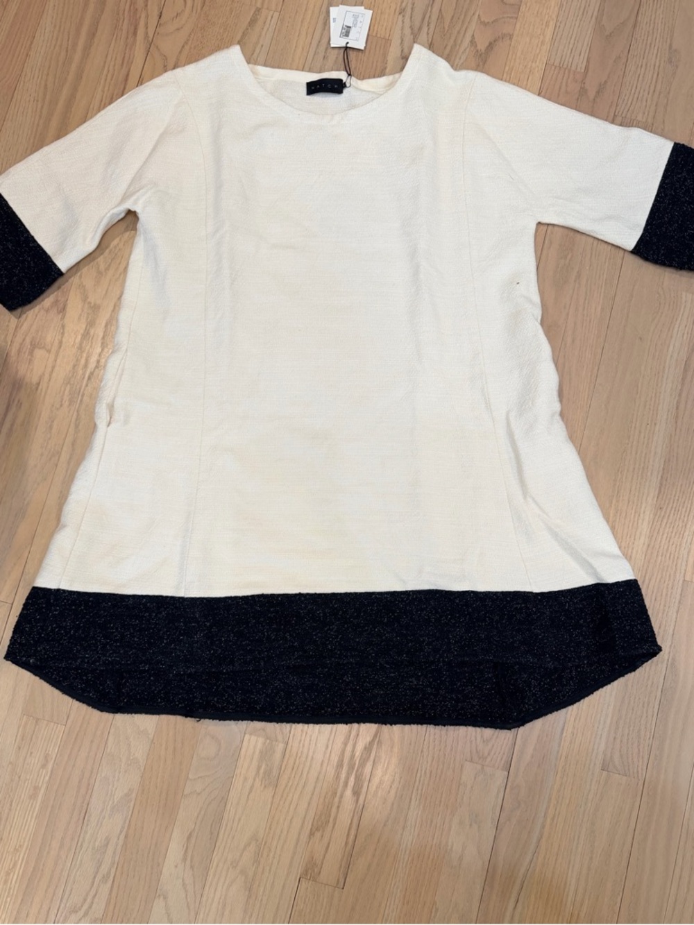 Hatch MATERNITY Cream and Black Midi Dress